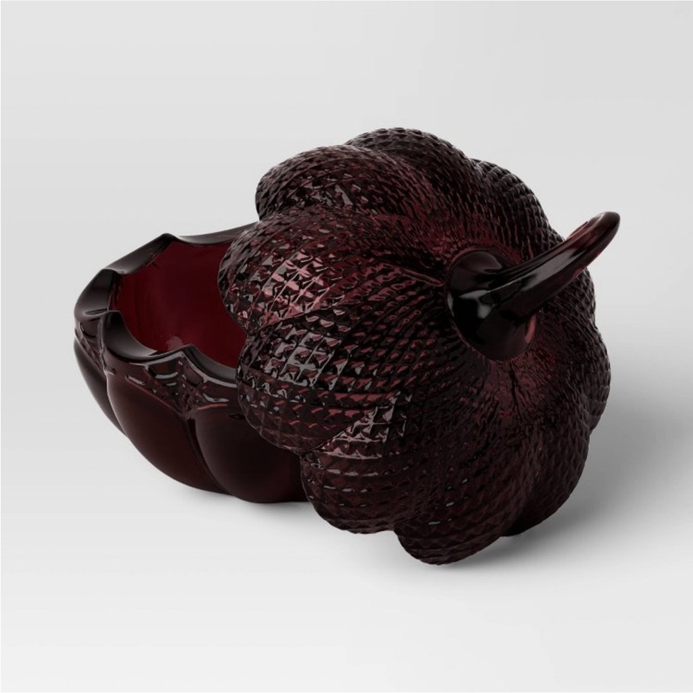 Small Halloween Glass Pumpkin in Burgundy - Threshold